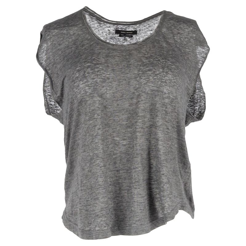 Isabel Marant Draped T-Shirt In Grey Linen